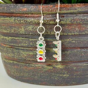 Silver Colored Heart Street Light Earrings. Brand New!